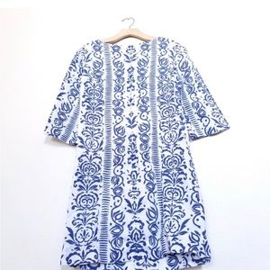 BODEN Laurie 100% Linen Dress in Blue & White US 2